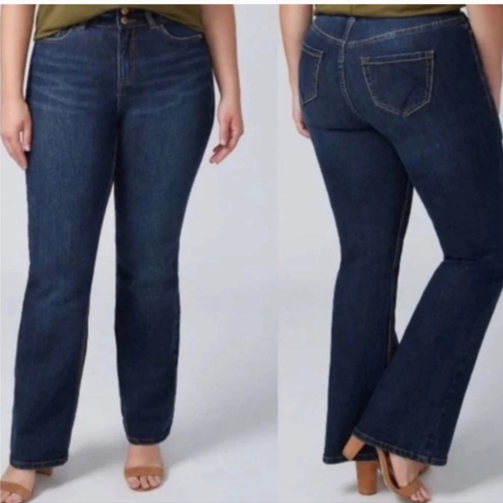 Lane Bryant Womens Plus Size 28 Short Denim Stretch High Rise Bootcut Jeans NWT